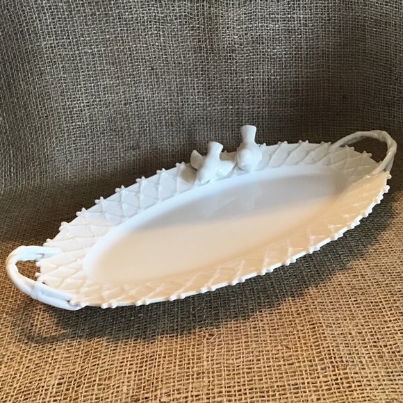 14" Oval Serving China Platter / Serving Plate Victorian Bird - Picture 5 of 7